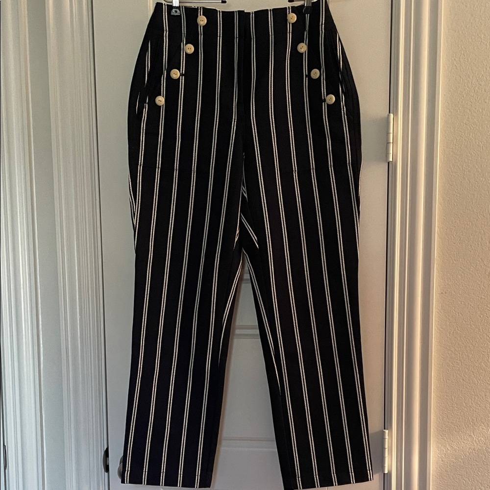 J. Crew Navy and White Striped Pants